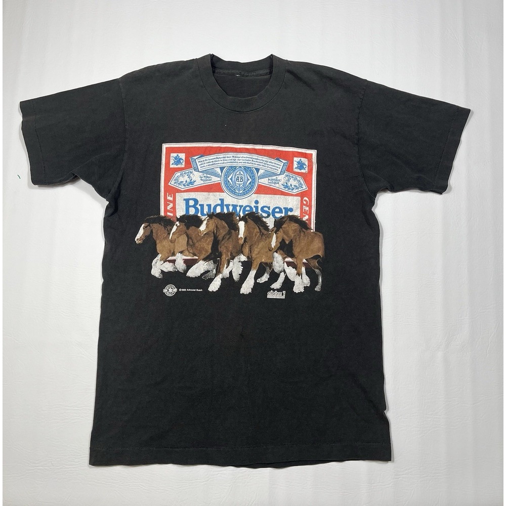 Budweiser Racing T Shirt Mens Medium Black VTG 1993 Clydesdale Single Stitch USA